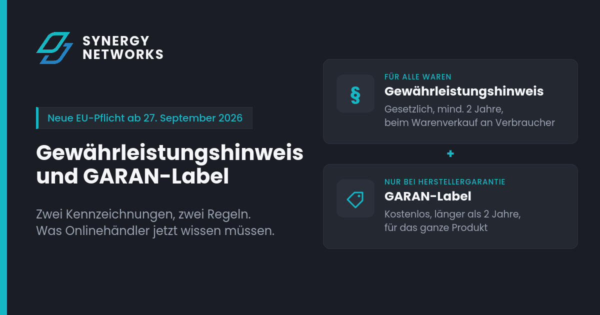 Avis sur la garantie légale et label GARAN à partir du 27/09/2026